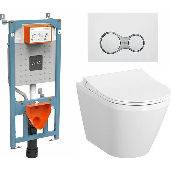 Инсталляция с подвесным безободковым унитазом Vitra Integra Round 9856B003-7205 фото 