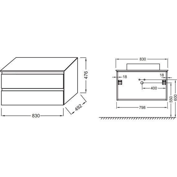 Тумба подвесная со столешницей Jacob Delafon Madeleine 83 см EB2083-J53, черный матовый фото 3