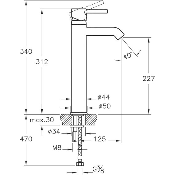 Смеситель для раковины высокий Vitra Minimax S A41990EXP фото 8
