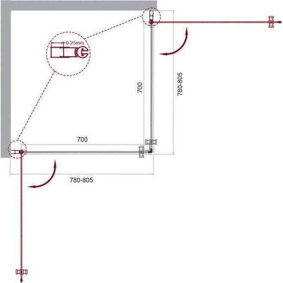 Душевое ограждение BelBagno 80х80 см ETNA-A-2-80-C-Cr, хром/прозрачное фото 2