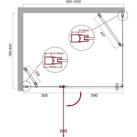 Душевое ограждение BelBagno 100х80 см ETNA-AH-12-100/80-C-Cr, хром/прозрачное фото 2