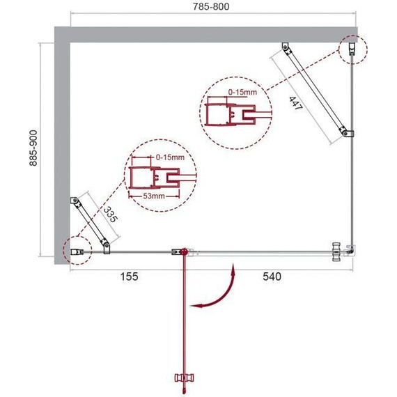 Душевое ограждение BelBagno 80х90 см ETNA-AH-12-80/90-C-Cr, хром/прозрачное фото 2