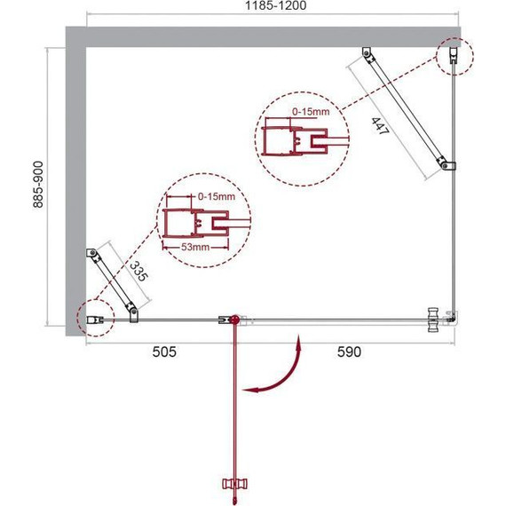 Душевое ограждение BelBagno 120х90 см ETNA-AH-12-120/90-C-Cr, хром/прозрачное фото 2
