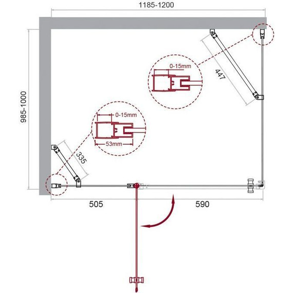 Душевое ограждение BelBagno 120х100 см ETNA-AH-12-120/100-C-Cr, хром/прозрачное фото 2