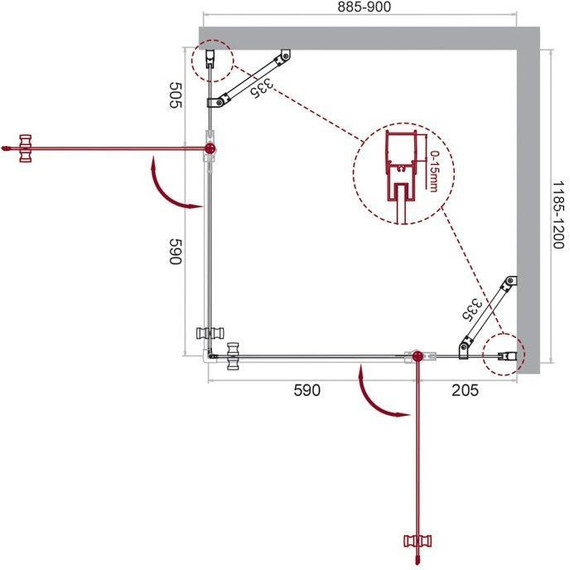 Душевое ограждение BelBagno 90х120 см ETNA-AH-22-90/120-C-Cr, хром/прозрачное фото 2