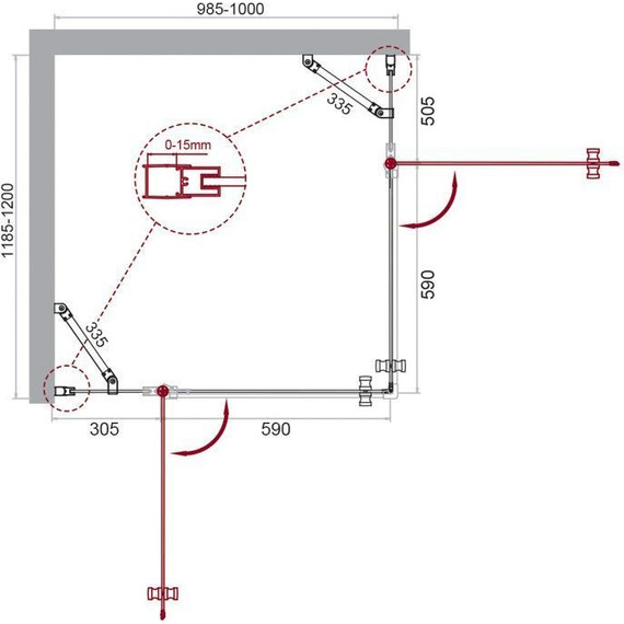 Душевое ограждение BelBagno 100х120 см ETNA-AH-22-100/120-C-Cr, хром/прозрачное - 2 Душевое ограждение BelBagno 100х120 см ETNA-AH-22-100/120-C-Cr, хром/прозрачное фото 2