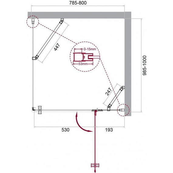Душевое ограждение BelBagno 80х100 см KRAFT-AH-12-80/100-C-Cr-R, хром/прозрачное фото 7