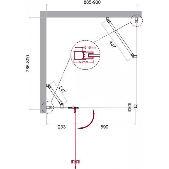 Душевое ограждение BelBagno 90х80 см KRAFT-AH-12-90/80-C-Cr-R, хром/прозрачное фото 7