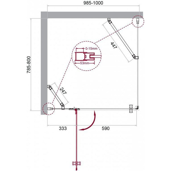 Душевое ограждение BelBagno 100х80 см KRAFT-AH-12-100/80-C-Cr-L, хром/прозрачное фото 7