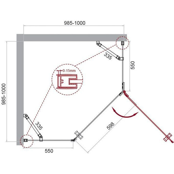 Душевое ограждение BelBagno 100х100 см KRAFT-P-1-100-C-Cr-R, хром/прозрачное - 7 Душевое ограждение BelBagno 100х100 см KRAFT-P-1-100-C-Cr-R, хром/прозрачное фото 7