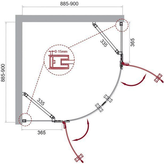 Душевое ограждение BelBagno 90х90 см KRAFT-R-2-90-C-Cr, хром/прозрачное - 2 Душевое ограждение BelBagno 90х90 см KRAFT-R-2-90-C-Cr, хром/прозрачное фото 2