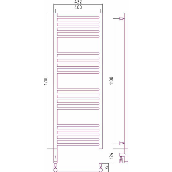 Полотенцесушитель электрический Сунержа Богема 3.0 П20 1200x400 мм (прямая перемычка) 12-5804-1240 L, белый фото 5