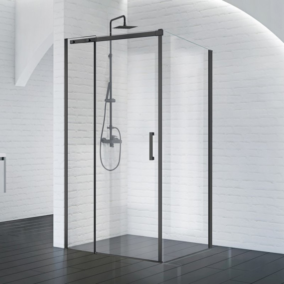 Душевое ограждение BelBagno 130x90 см ACQUA-AH-1-130/90-C-NERO (стекло 8 мм), черный/прозрачное фото 