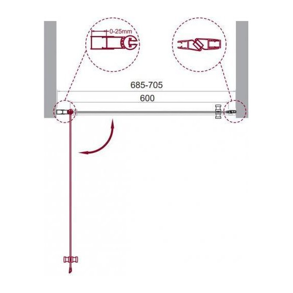 Душевая дверь BelBagno 70 см ETNA-B-1-70-C-Cr, хром/прозрачное - 9 Душевая дверь BelBagno 70 см ETNA-B-1-70-C-Cr, хром/прозрачное фото 9