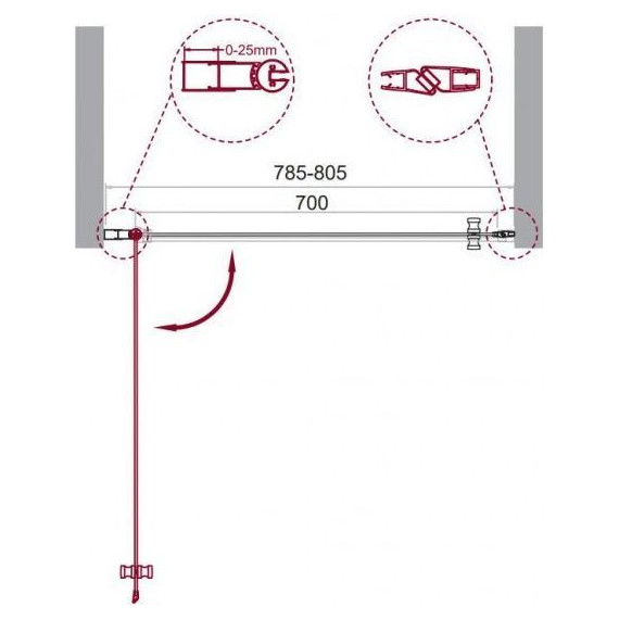 Душевая дверь BelBagno 80 см ETNA-B-1-80-C-Cr, хром/прозрачное фото 9