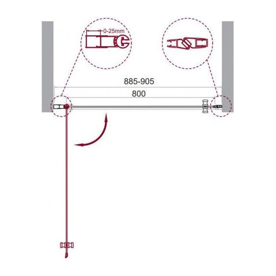 Душевая дверь BelBagno 90 см ETNA-B-1-90-C-Cr, хром/прозрачное - 9 Душевая дверь BelBagno 90 см ETNA-B-1-90-C-Cr, хром/прозрачное фото 9