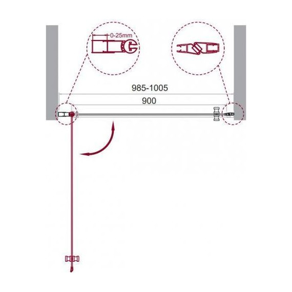 Душевая дверь BelBagno 100 см ETNA-B-1-100-C-Cr, хром/прозрачное фото 9