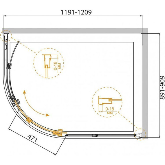 Душевое ограждение Cezares Pratico RH-1 120х90 см, хром/прозрачное фото 6