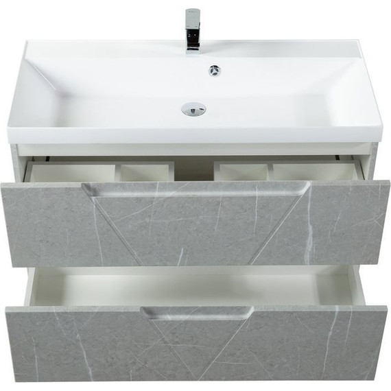 Тумба подвесная с раковиной BelBagno VITTORIA-1000-2C-SO-TB-P 100 см, Toros Bianco фото 2