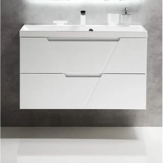 Тумба подвесная с раковиной BelBagno VITTORIA-900-2C-SO-BO-P 90 см, Bianco Opaco фото 