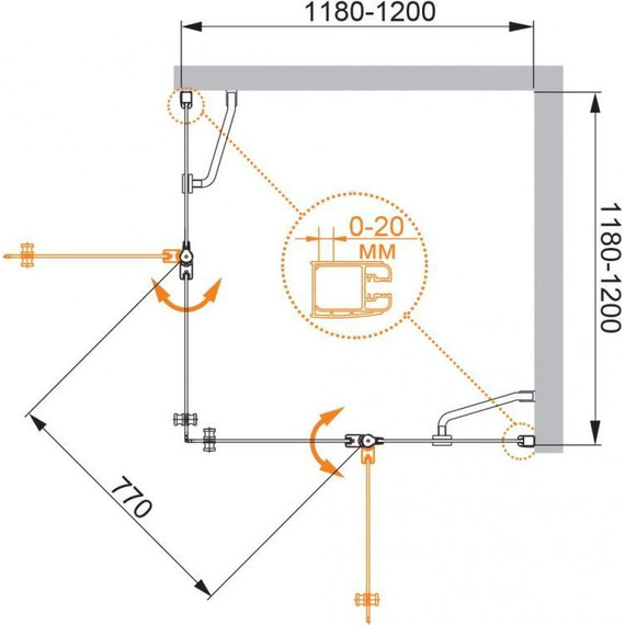 Душевое ограждение Cezares Elena A-22 120х120 см, хром/прозрачное фото 3