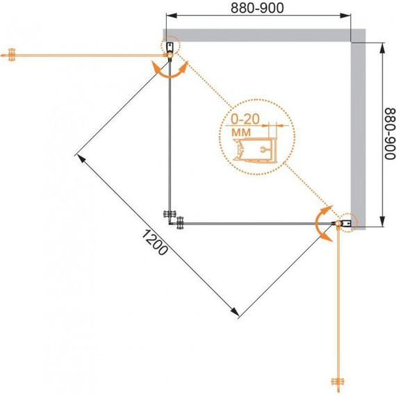 Душевое ограждение Cezares Elena A-2 90х90 см фото 2