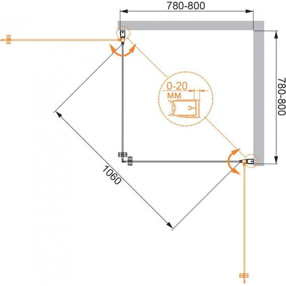 Душевое ограждение Cezares Elena A-2 80х80 см, хром/матовое фото 4