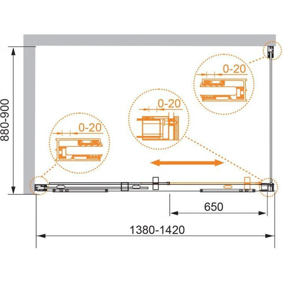 Душевое ограждение Cezares Premier-Soft AH-1 140х90 см, хром/прозрачное фото 5