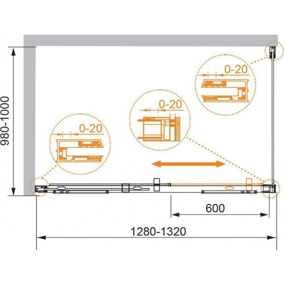 Душевое ограждение Cezares Premier-Soft AH-1 130х100 см, хром/прозрачное фото 5