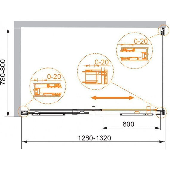 Душевое ограждение Cezares Premier-Soft AH-1 130х80 см, хром/прозрачное фото 5