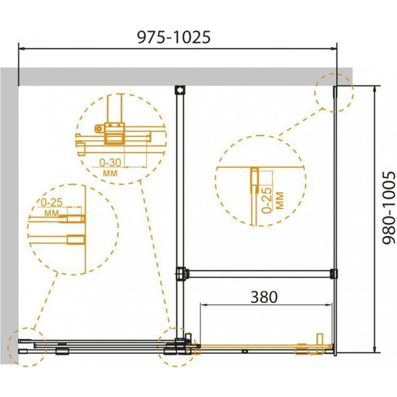 Душевое ограждение Cezares Stream AH-1 100х100 см с кронштейном в комплекте, хром/прозрачное фото 3
