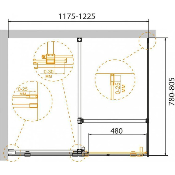Душевое ограждение Cezares Stream AH-1 120х80 см с кронштейном в комплекте, хром/прозрачное - 3 Душевое ограждение Cezares Stream AH-1 120х80 см с кронштейном в комплекте, хром/прозрачное фото 3