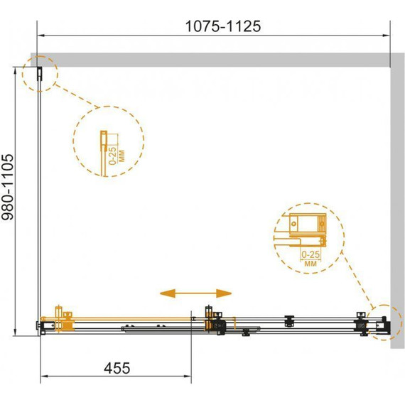 Душевое ограждение Cezares Stylus Soft AH-1 110х100, хром/прозрачное фото 3