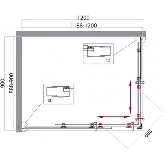 Душевое ограждение BelBagno 120x90 см UNO-195-AH-2-120/90-P-Cr, хром/матовое - 7 Душевое ограждение BelBagno 120x90 см UNO-195-AH-2-120/90-P-Cr, хром/матовое фото 7
