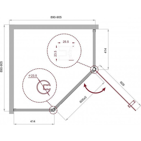 Душевое ограждение BelBagno 90x90 см UNO-195-P-1-90-C-Cr, хром/прозрачное - 2 Душевое ограждение BelBagno 90x90 см UNO-195-P-1-90-C-Cr, хром/прозрачное фото 2