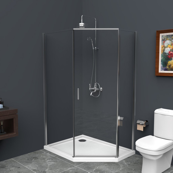 Душевое ограждение BelBagno 100x80 см UNO-195-PH-1-100/80-C-Cr, хром/прозрачное фото 