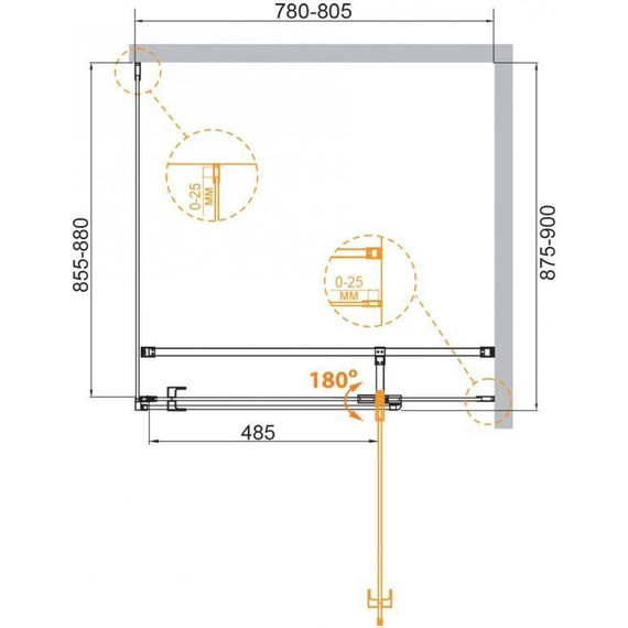 Душевое ограждение Cezares Valvola AH-1 80х90 с кронштейном в комплекте, хром/прозрачное - 3 Душевое ограждение Cezares Valvola AH-1 80х90 с кронштейном в комплекте, хром/прозрачное фото 3