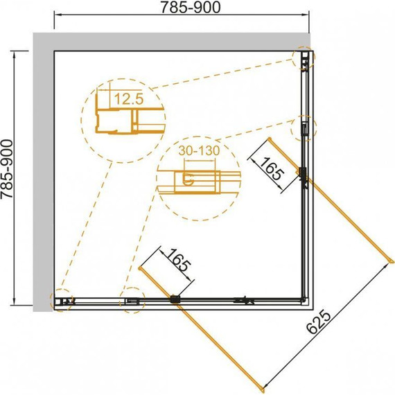 Душевое ограждение Cezares Variante AH-2 80х90, хром/прозрачное - 2 Душевое ограждение Cezares Variante AH-2 80х90, хром/прозрачное фото 2