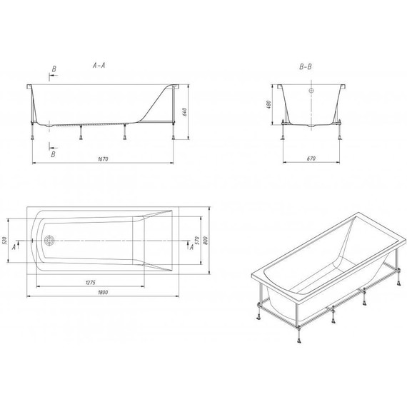Ванна акриловая Santek Фиджи 180x80 см 1.WH50.1.706, Размер - мм: 1800х800 - 6 Ванна акриловая Santek Фиджи 180x80 см 1.WH50.1.706, Размер - мм: 1800х800 фото 6