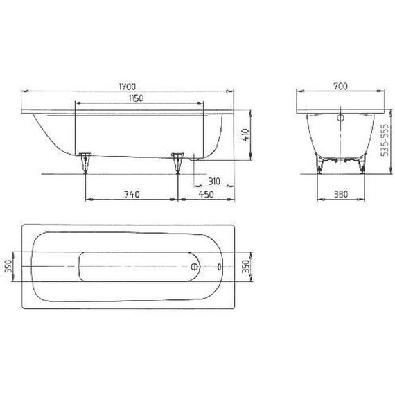 Ванна стальная Kaldewei Saniform Plus 170х70 см mod. 363-1 anti-sleap + easy-clean 111830003001 фото 6