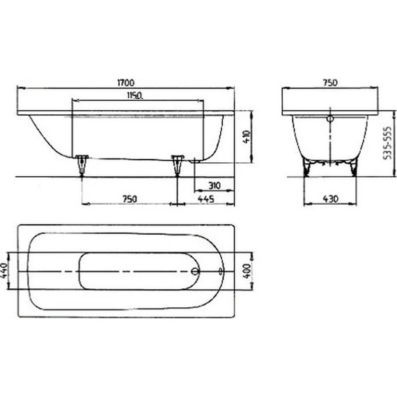 Ванна стальная Kaldewei Saniform Plus 170х75 см mod. 373-1 anti-sleap + easy-clean 112630003001 фото 3