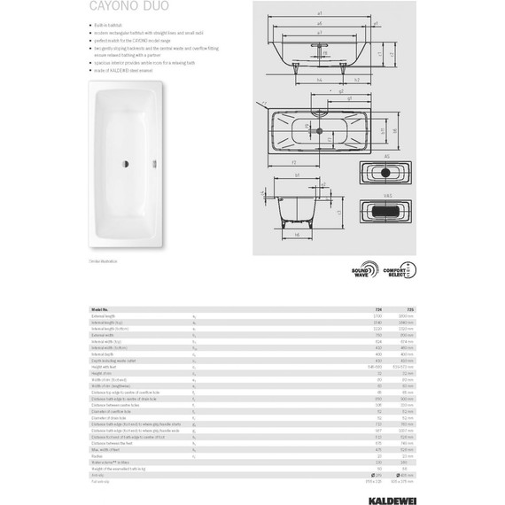 Ванна стальная Kaldewei Cayono Duo 180x80 см mod. 725 272500010001 фото 7