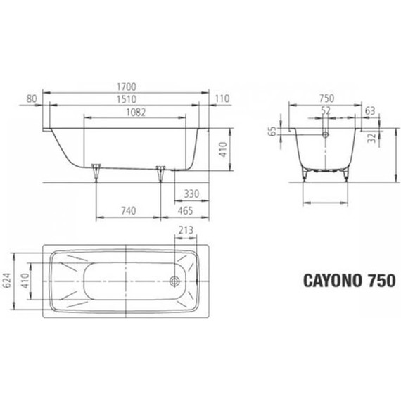 Ванна стальная Kaldewei Cayono 170х75 см mod. 750 anti-sleap + easy-clean 275030003001 фото 5