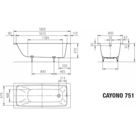 Ванна стальная Kaldewei Cayono 180x80 см mod. 751 275100010001 - 9 Ванна стальная Kaldewei Cayono 180x80 см mod. 751 275100010001 фото 9