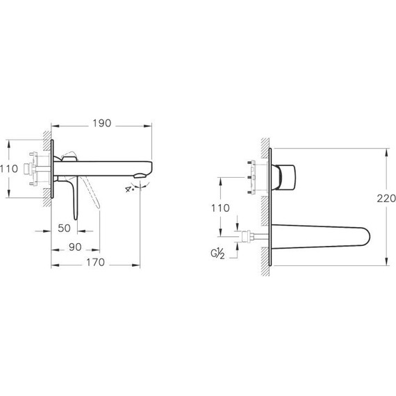Смеситель для раковины настенный Vitra Root Round A42721EXP фото 2