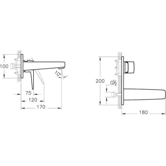 Смеситель для раковины настенный Vitra Root Square A42738EXP фото 2