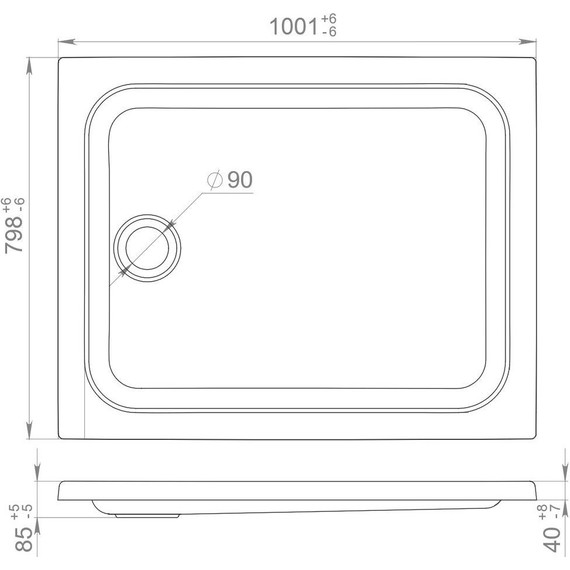 Поддон акриловый Тритон ПД25 100х80 см (каркас и панель в комплекте) фото 3