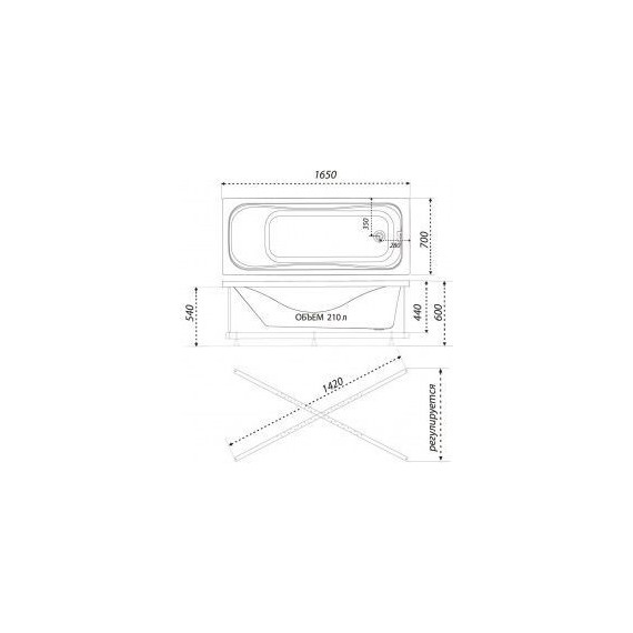 Ванна акриловая Тритон Стандарт 165х70 см, Размер - мм: 1650х700 - 11 Ванна акриловая Тритон Стандарт 165х70 см, Размер - мм: 1650х700 фото 11