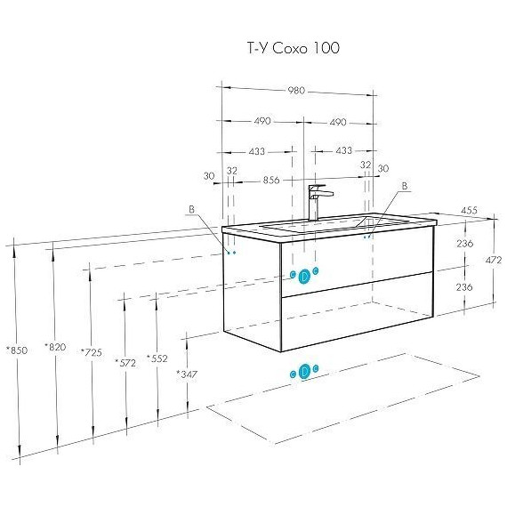Тумба подвесная с раковиной Акватон Сохо 100 см 1A258201AJ9A0, слэйт/галька серая - 12 Тумба подвесная с раковиной Акватон Сохо 100 см 1A258201AJ9A0, слэйт/галька серая фото 12