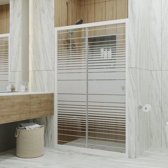 Душевая дверь Тритон Слайд 120 см, белый/узор - 2 Душевая дверь Тритон Слайд 120 см, белый/узор фото 2